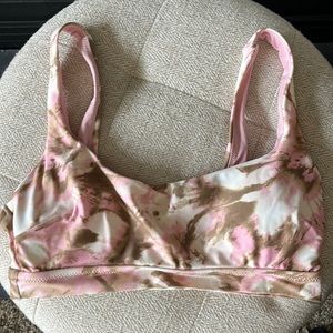 Aerie Scoop Swimsuit Top Brown and Pink Tie-Dye